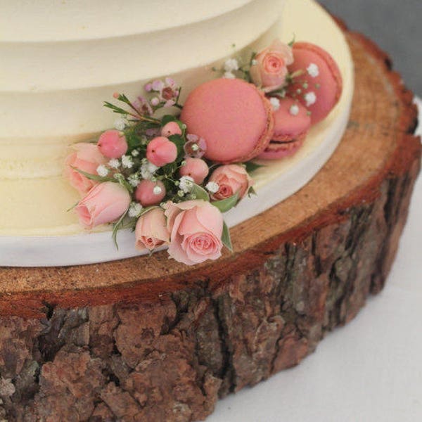Soporte rústico de madera para pastel en rodajas, centro de mesa de madera de 16 pulgadas para bodas