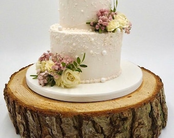 Rustic Log Slice Cake Stand – English Wood Wedding Centerpiece