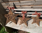 Wicker star with ribbon, small, medium and large