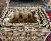 Wicker storage rectangular log basket, grey buff