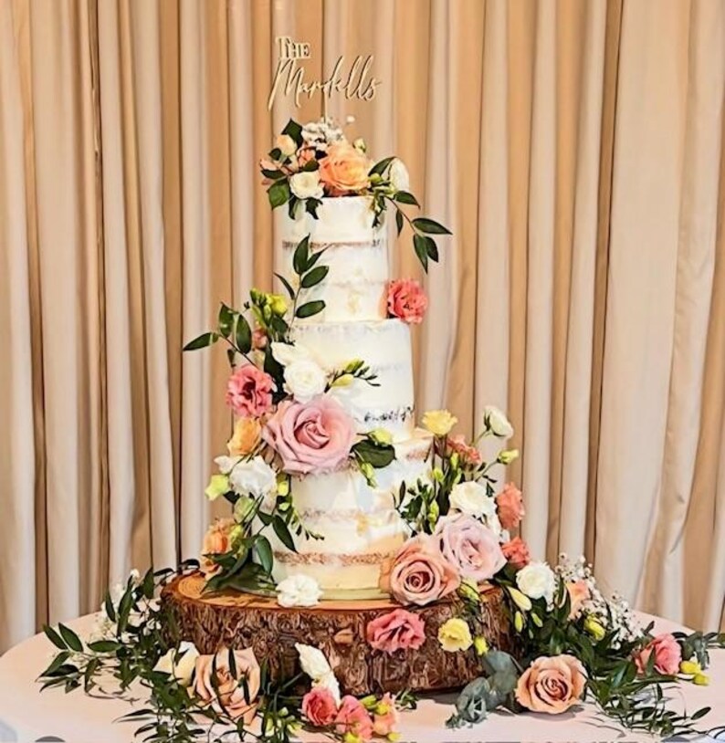 Sustainable wooden log cake stand, rustic or sanded wedding cake celebration log stands. REAL WOOD! Display purpose cake stands image 12