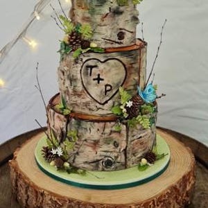 Sustainable wooden log cake stand, rustic or sanded wedding cake celebration log stands. REAL WOOD! Display purpose cake stands image 13