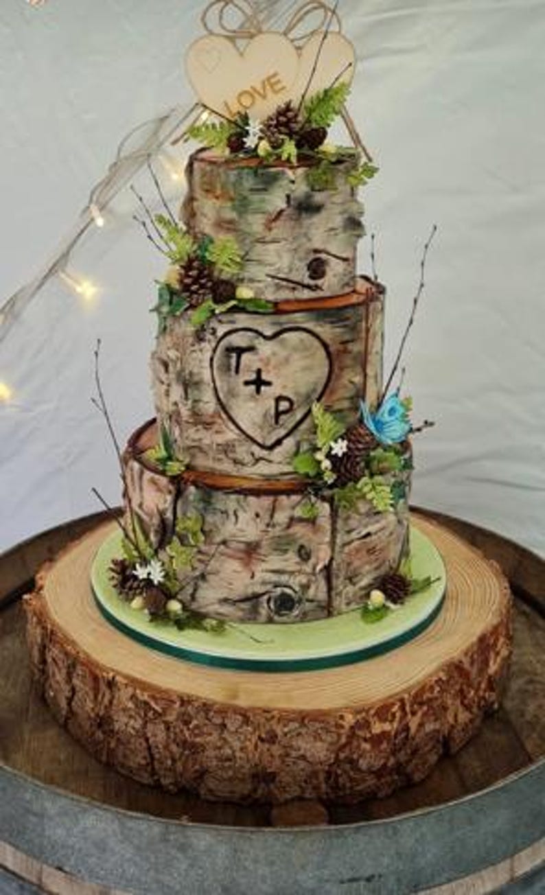 Sustainable wooden log cake stand, rustic or sanded wedding cake celebration log stands. REAL WOOD! Display purpose cake stands image 13