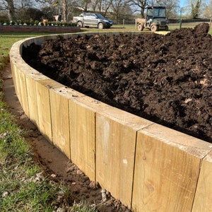 Durmientes de madera para bordes de jardín vendidos en paquetes de 5 para cubrir un tramo de 1 metro, bordes de césped, bordes de jardín tratados a presión