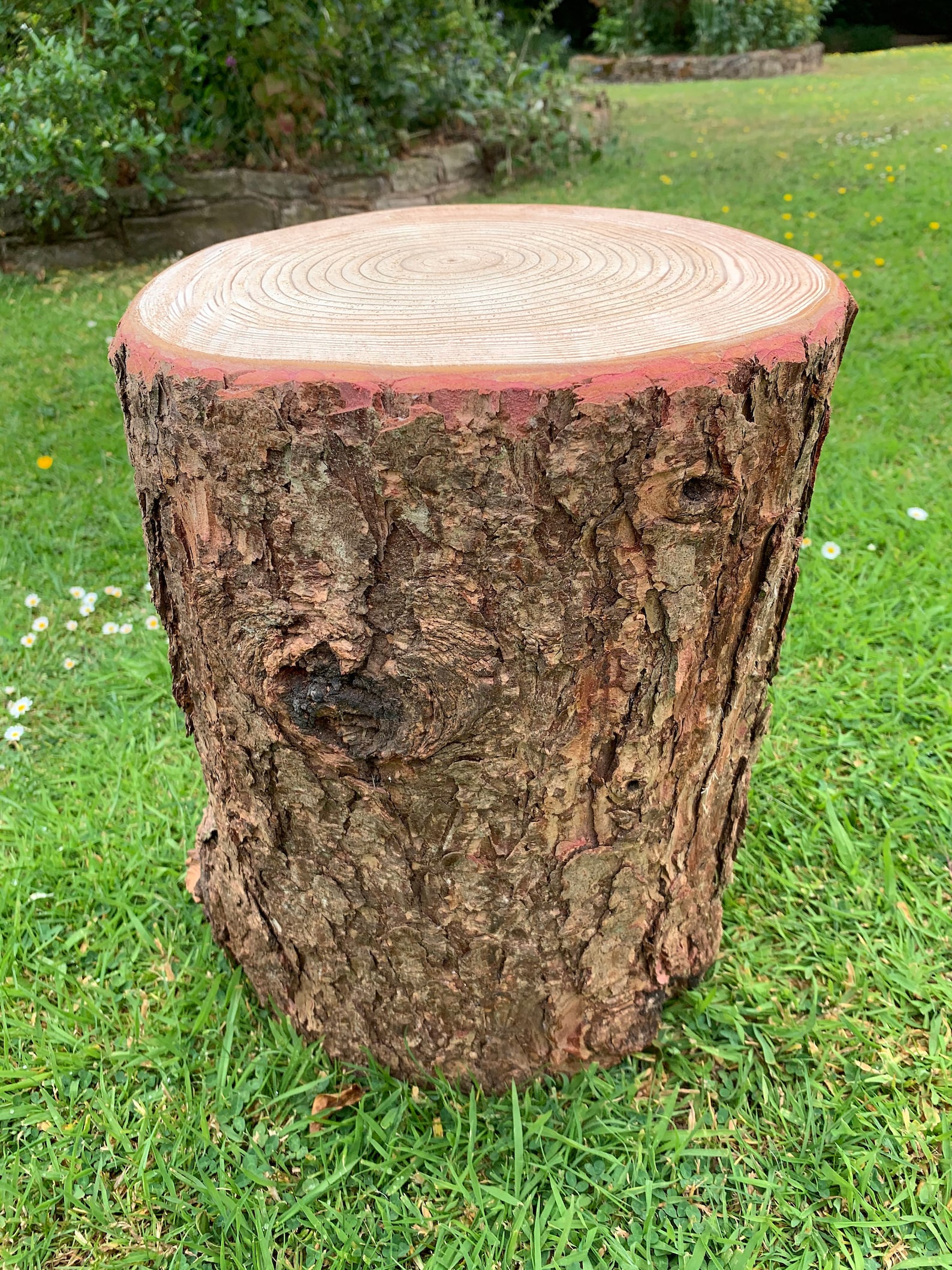 Rustic Wooden Log Stool With Bark Garden Seating Fire Pit Etsy UK