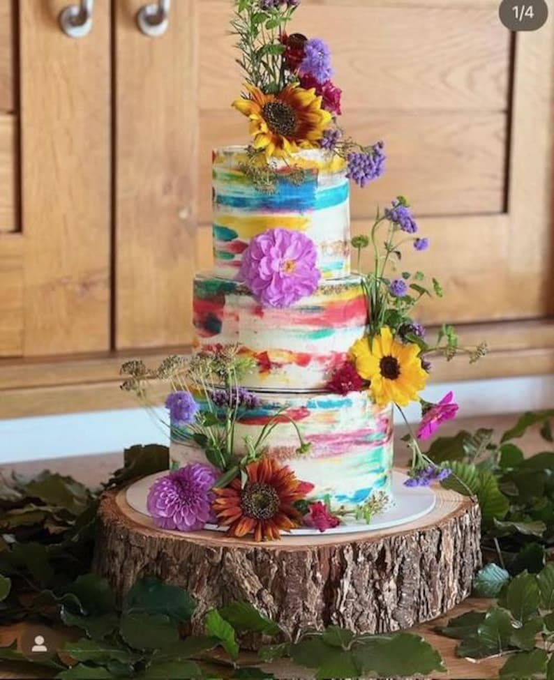 Sustainable wooden log cake stand, rustic or sanded wedding cake celebration log stands. REAL WOOD! Display purpose cake stands image 14