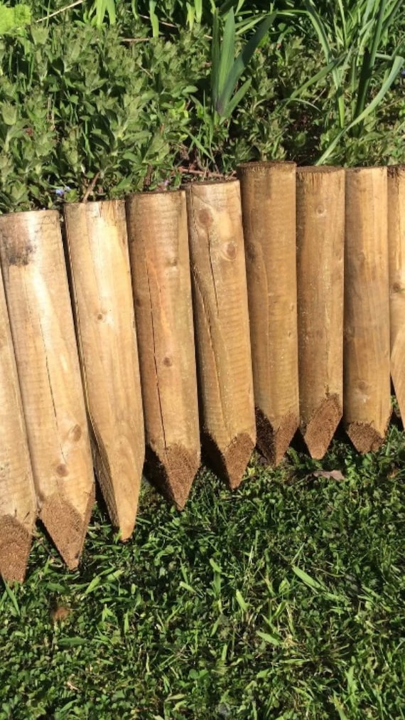 Wooden round 60mm edging Pegs/Stakes 16 long set of 16 Etsy