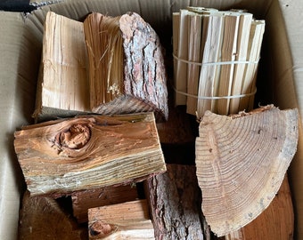Seasoned logs, firewood and kindling starting wood