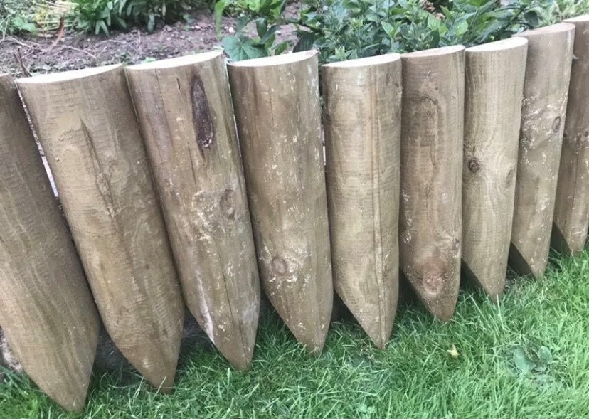 Half round wooden garden edging stakes pack of 18 16 Etsy