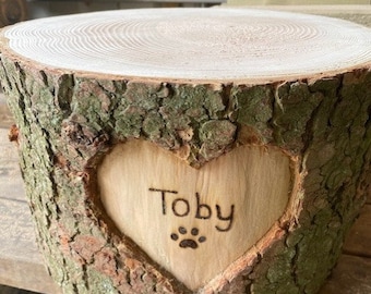 Animal Memorial personalised log pet keepsake for garden, headstone