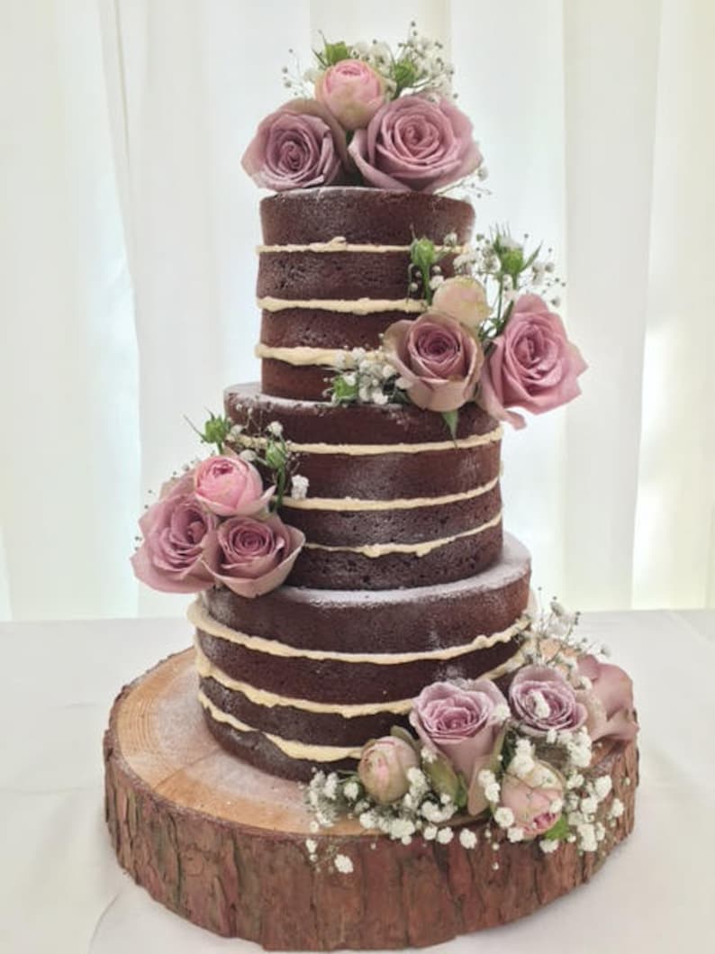 Sustainable wooden log cake stand, rustic or sanded wedding cake celebration log stands. REAL WOOD! Display purpose cake stands image 9