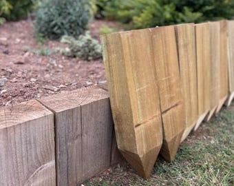 Wooden Garden Edging Sleepers, Small pointed sleepers,  (Pack of 8 covers 1 meter running length)