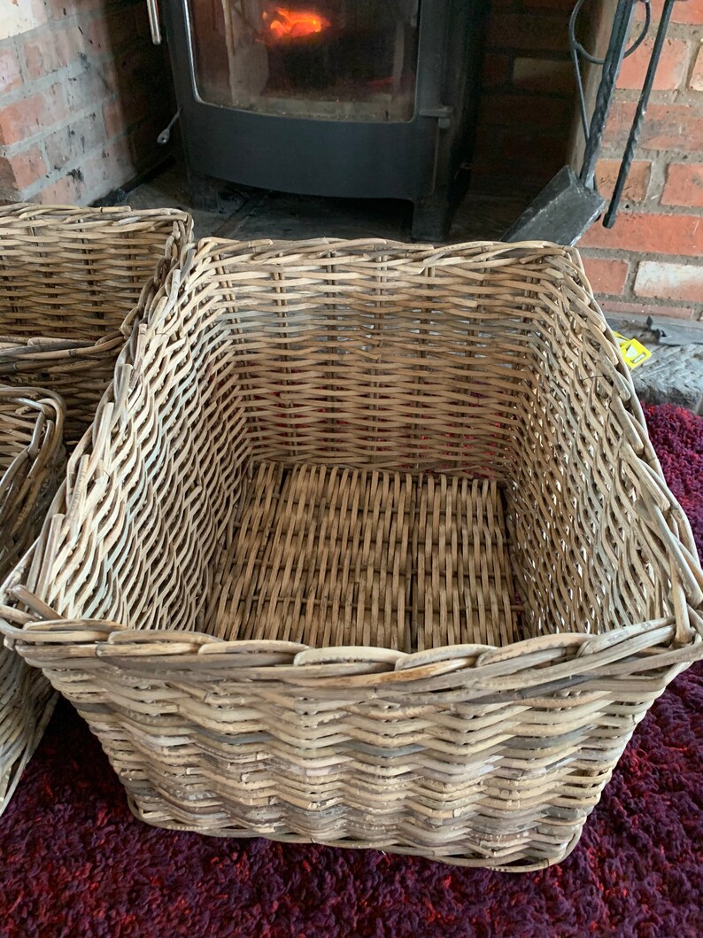 Wicker Storage Rectangular Log Basket Grey & Buff Etsy Ireland