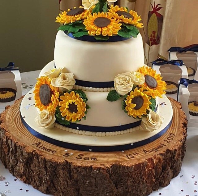 Personalised Rustic Log Wooden Wedding Cake Stand Ideal for | Etsy UK