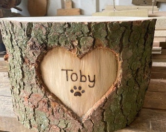 Pet Memorial personalised headstone log, pet keepsake for garden