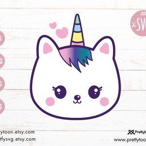 Caticorn Cat Svg for Cricut, Kitten Cutting File Cat Kitty Caticorn Unicorn SVG for Cricut Design Space, Clipart, Png cut file, Cat Design