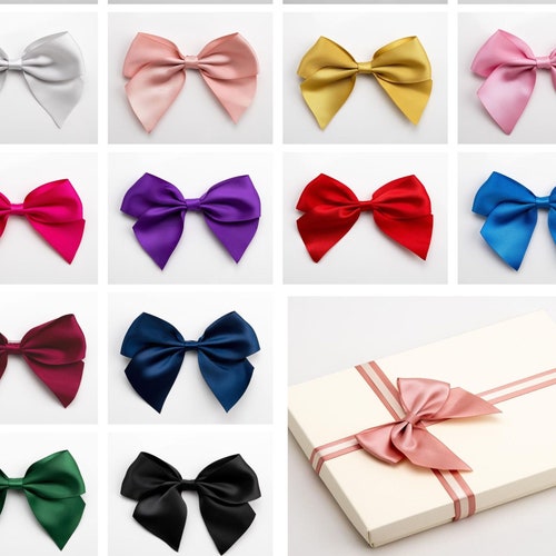 Satin Ribbon Pre Tied 5cm Bows Self Adhesive 43 Colours - Etsy