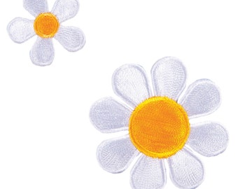 Daisy Flower Iron/Sew On Applique - White, Pack of 2