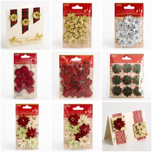 Abbellimenti di Poinsettia - Mini decorazioni artigianali - Artigianato di biglietti di Natale