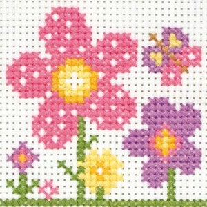 Sarah Flowers - Anchor Counted Cross Stitch Kit - Children / Beginners Cross Stitch Kit - 1st Kit