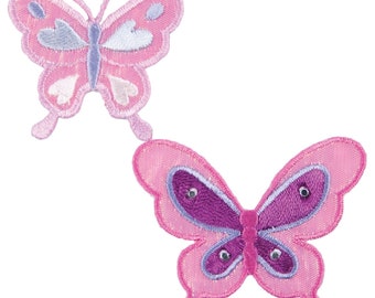 Pink Lurex Butterfly Applique, Iron/Sew-On Patch (2 Pack)
