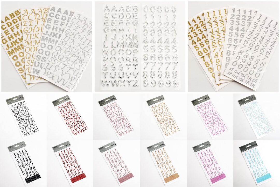15mm Letter or Number Glitter Diamante Stickers Scrapbooking Craft ...