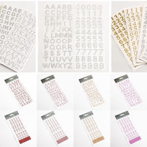 Pegatinas de diamantes con purpurina de 15 mm con letras o números para manualidades de scrapbooking