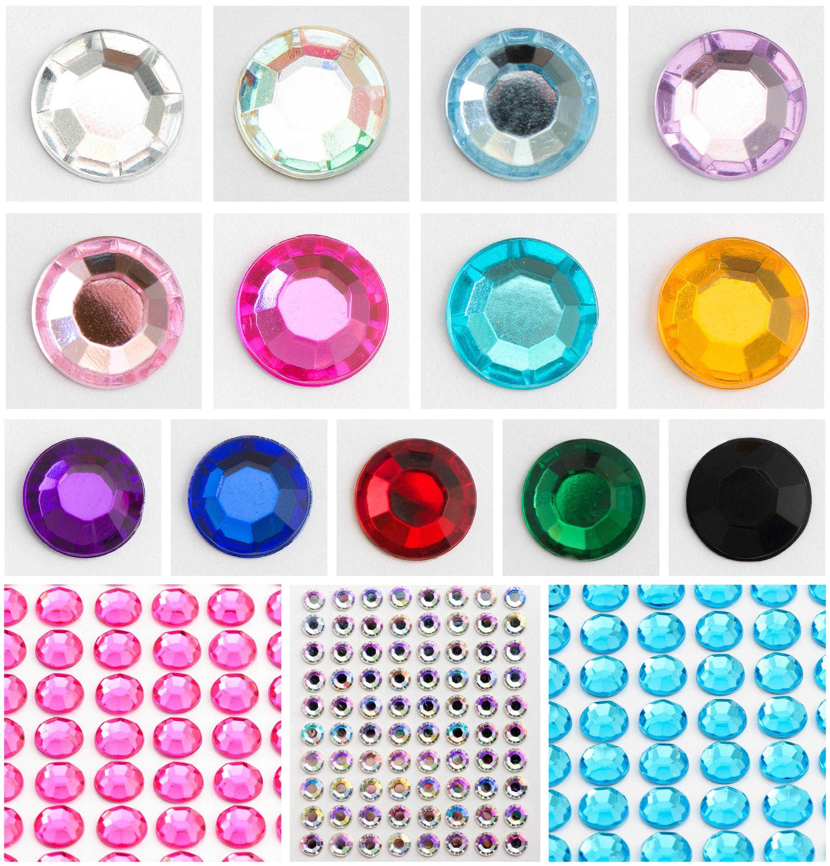  The Home Fusion Company 500 Pack Gem Stickers Self Adhesive  Craft Gems Stones Diamond Crystal Art Craft