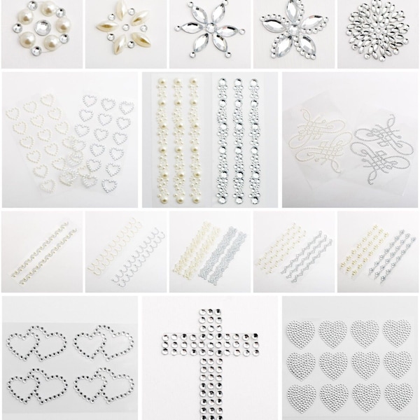 Pearl & Rhinestone Stick On Embellishments - Self Adhesive Diamante Gem Stickers