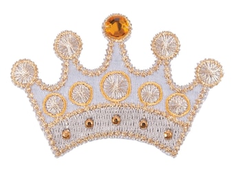 Gold Gem Crown Motif Iron or Sew On Applique Patch Trimits CFM2/064
