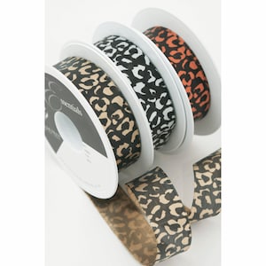 Silver, Gold or Copper Spots - Black Background - Leopard Spots Ribbon - 25mm - 1 Metre Cut length - Gift Wrapping, Costume Making
