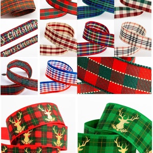 Tartan Ribbon - Plaid Check Tying Wired Ribbon 10m Roll Wedding Xmas Cards Craft