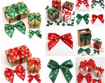 Christmas Bows - Self Adhesive Ribbon Pre Tied 5cm/10cm Large Bow Gift Craft