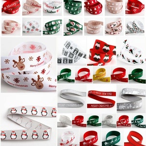 Christmas Ribbon Grosgrain / Satin - Gifts, Presents, Tying, Cards 5m x 9mm 16mm