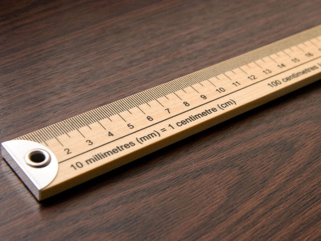 Metrohm Ruler Wooden Metre Ruler Stick Metric & Imperial Measurements Brass Ends Sew ...