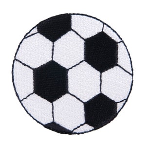 May include: A black and white soccer ball with a stitched design.
