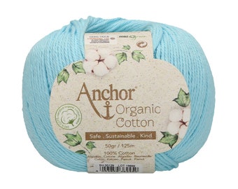 Anchor Organic 100% Cotton Crochet Knitting Yarn - Turquoise Waters - 0129  - 50g Ball
