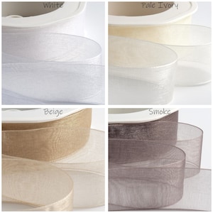 Organza Sheer Ribbon Chiffon Wedding Craft Sewing 1m Cut Lengths or Full Reel image 3