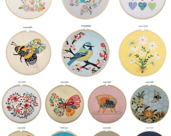 Embroidery Kits - 15cm 6” Beginner Starter Set with Bamboo Hoop Trimits