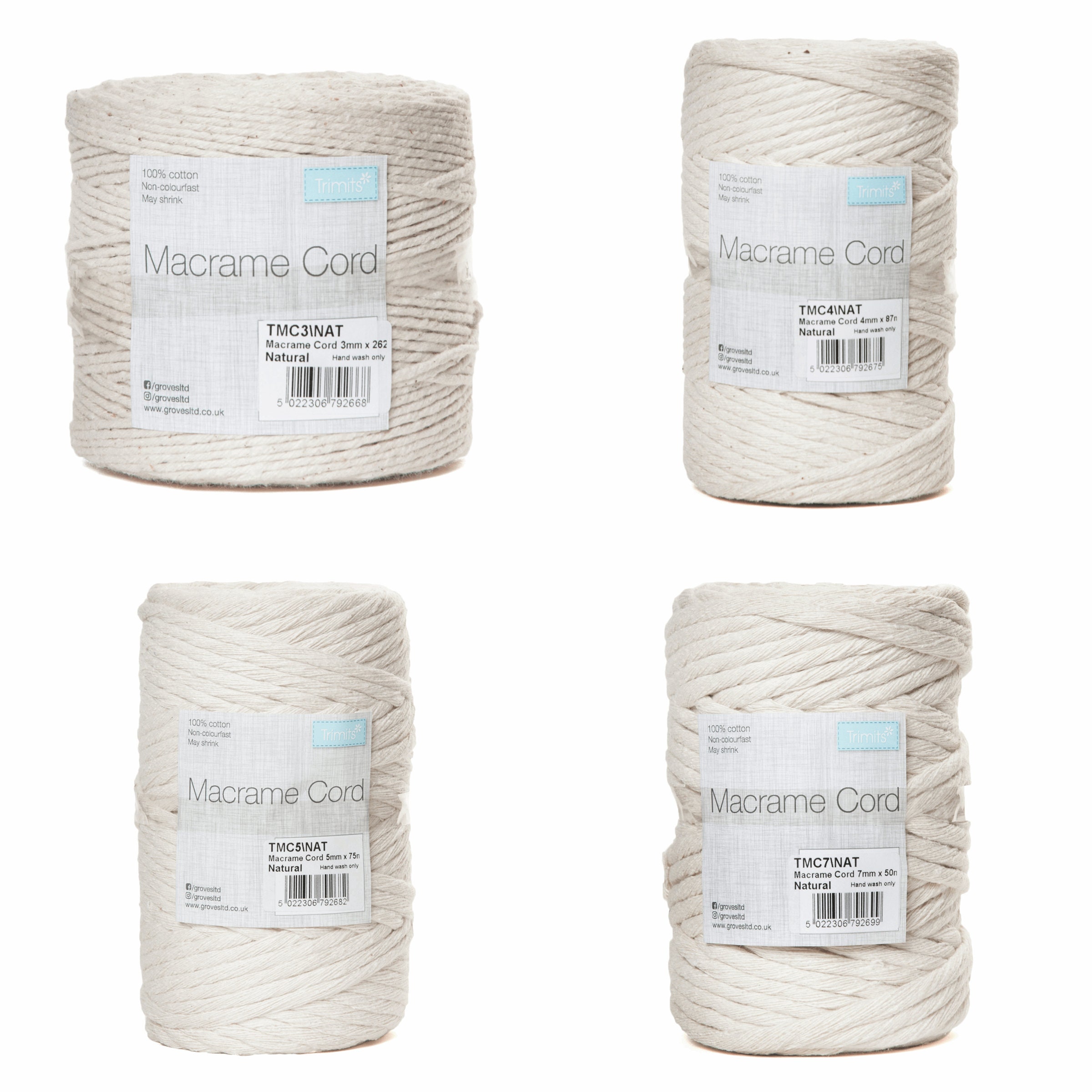 Trimits Macramé Cord 3mm x 50mm - Natural Trimits Macramé Cord 3mm x 50mm - Natural