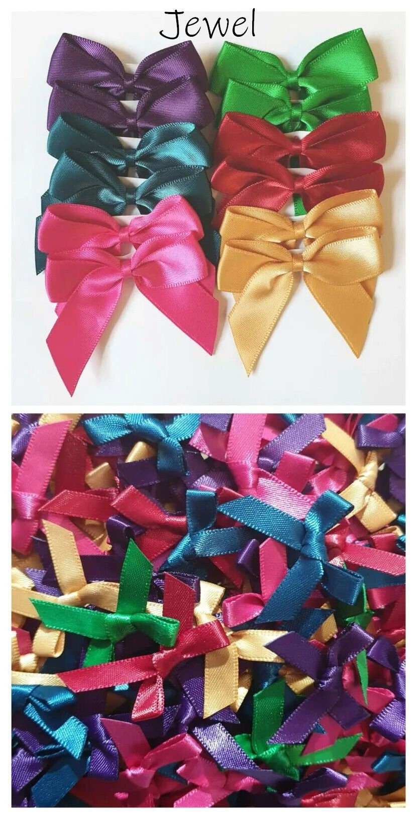 60 Pezzi Fiocchi Di Raso Autoadesivi - 5x6.3cm, Biadesivo, Per Regali, Decorazioni Feste, Baby Shower - Foto 4