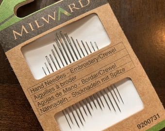 Hand Sewing Needles Embroidery Crewel Size 5-10 x 16 Pack Milward Haberdashery