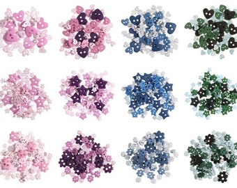 Mini Craft Buttons - Trimits - Heart / Star / Flower - 2.5g Micro Mixed Size