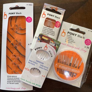 Pony Black Nickel Free White Eye Hand Sewing Needles - Full Range