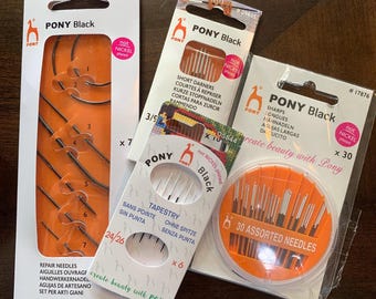Pony Black Nickel Free White Eye Hand Sewing Needles - Full Range