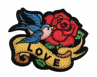 Love Tattoo Motif - Iron Sew On - Embroidered Applique