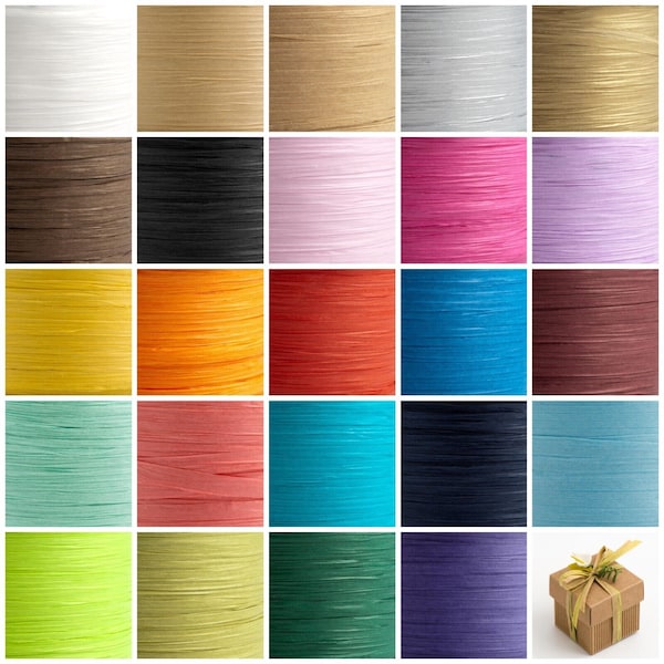 Paper Raffia 7mm Tying Ribbon - Wrapping Favours Gifts - 5m Cut or 100m Reel