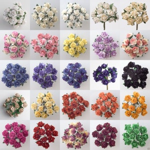 Miniature Paper Tea Roses Mulberry Flowers 15mm Card Craft Scrapbooking