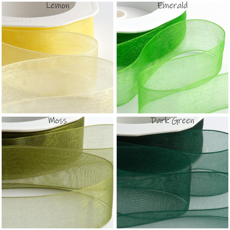 Organza Sheer Ribbon Chiffon Wedding Craft Sewing 1m Cut Lengths or Full Reel image 7