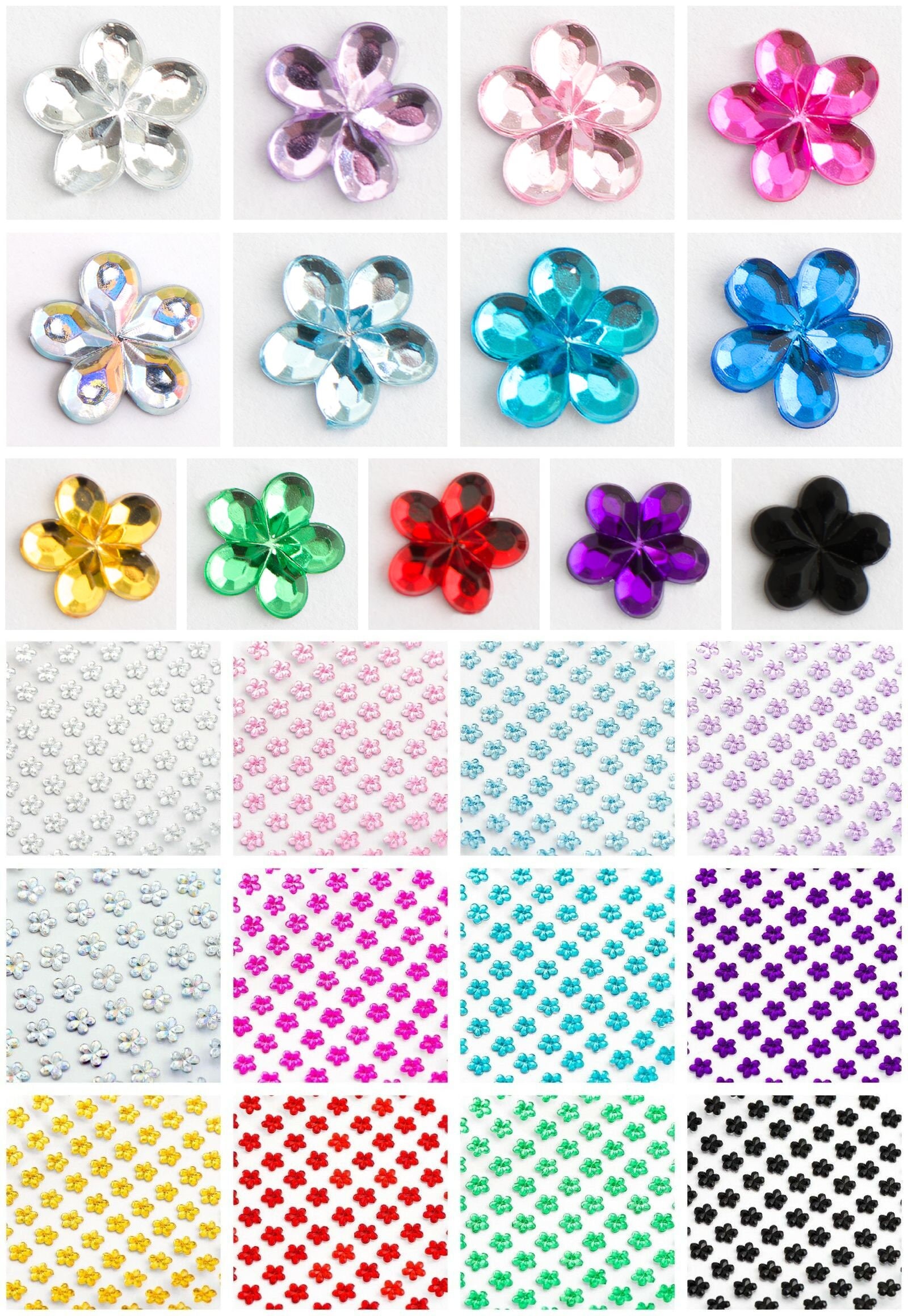 1 Sheet 3/4/5/6mm Rhinestone Stickers Self Adhesive Crystal Beads